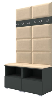 Gepolsterte Garderoben-Set Nela III – Farbe Graphit + Stoff Trinity 04