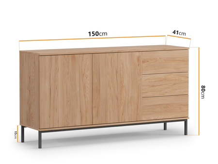 Kommode Dallas K2D3SZ Hikora mit Metallfüße