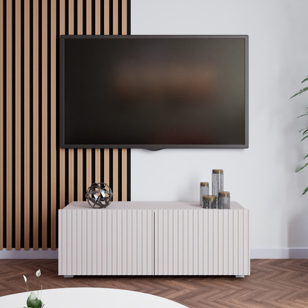 TV-Schrank Kolder 100 cm in Kaschmirfarbe mit geriffelten Fronten