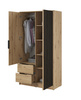 Kleiderschrank Stilo in Eiche Artisan, zweitürig, mit Schubladen und Lamellen an der Vorderseite