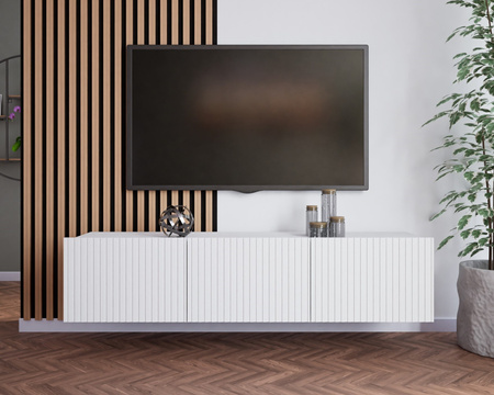 TV-Schrank Kolder 150 cm in Weiß mit geriffelten Fronten