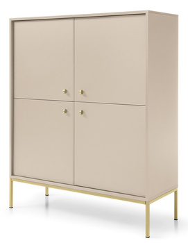 Viertürige Kommode Bari K104 in Beige mit goldenen Füßen