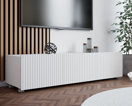 TV-Schrank Kolder 150 cm in Weiß mit geriffelten Fronten