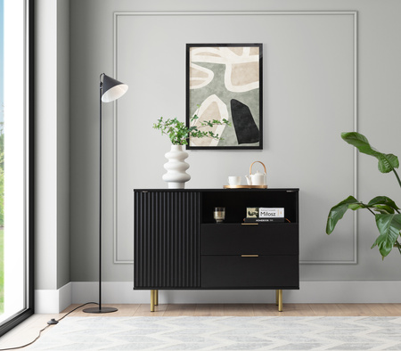Stilvolle Kommode Nubia K1D2SZ in Schwarz