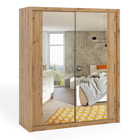Schiebetürenschrank Tamiza 180 cm mit Spiegel in Eiche Artisan