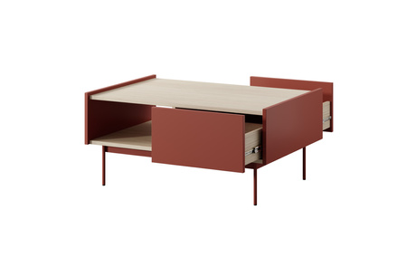 Couchtisch Lumo 97 x 65 cm in Rot mit Metallbeinen