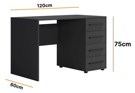 Schreibtisch Modena 120x60 in Schwarz