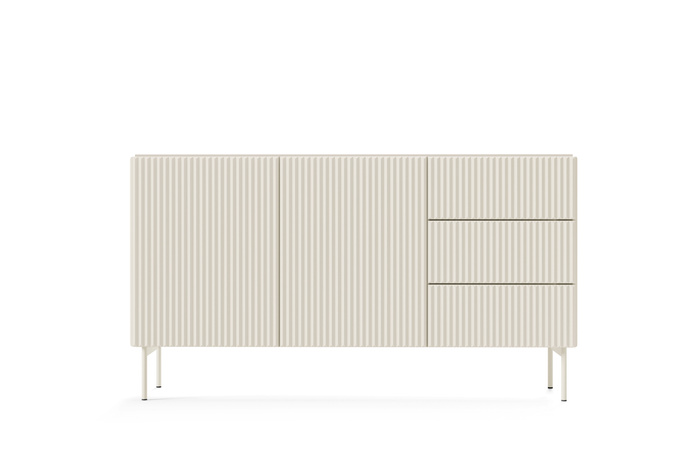 Sideboard MUTI kaschmir 147 cm 3 schubladen riffeloptik push-to-open