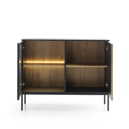 Kommode Lagos mit schwarzen Metallbeinen + LED