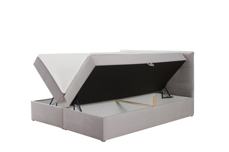 Boxbett Toronto 140×200 (Amor Velvet 4318 – Grau) mit Bonell-Matratze und Topper