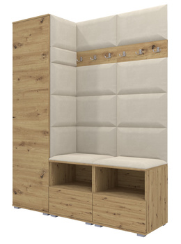 Garderoben-Set Nela II – Farbe Eiche Artisan + Stoff Trinity 01