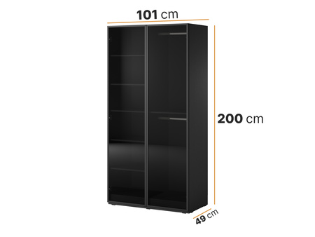 Zweitüriger Schrank Zen in Schwarz + getöntes Glas