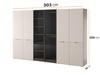 Sechs-türiger Kleiderschrank Zen in Kaschmir + getöntes Glas