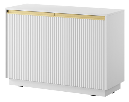 Kommode Loren 104 mit zwei Türen und geriffelten Fronten in Weiß