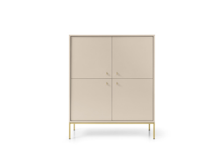 Viertürige Kommode Bari K104 in Beige mit goldenen Füßen
