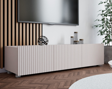 TV-Schrank Kolder 150 cm in Kaschmirfarbe mit geriffelten Fronten