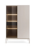 Vitrine Lagos 166 cm hoch, 2D1SZ mit Metallfüßen in Kaschmir + LED