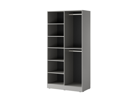 Zweitüriger Schrank Zen in Grau + geriffeltes Glas