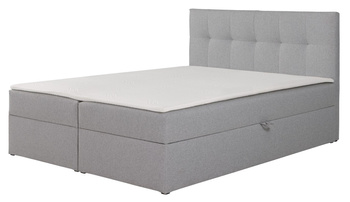 Boxbett Toronto 140×200 (Herbi 40 – Grau) mit Bonell-Matratze und Topper