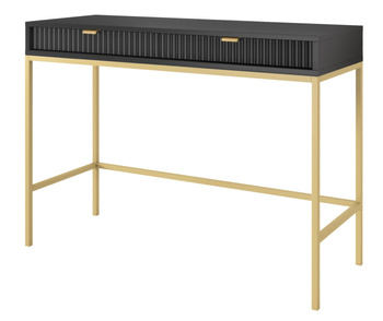 Schminktisch mit Schubladen Kioto in Schwarz mit goldenen Beinen
