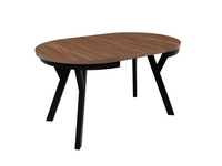 Runder Esstisch Ausziehbar ARI 90-190 cm Nussbaum – Metallbeine Schwarz Loft