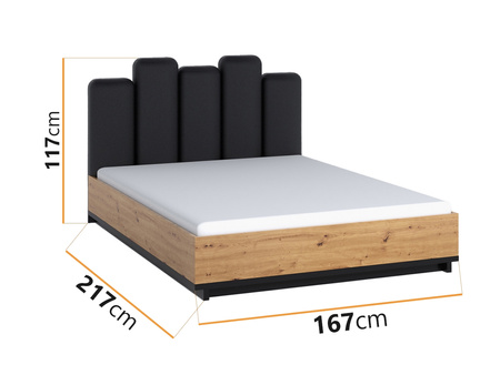 Bett Zonda 160 mit gepolstertem Kopfteil und Taschenmatratze mit Kokosnuss