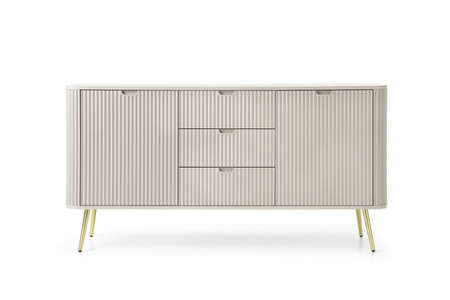 Kommode Porto 168 cm Cashmere Zweitägig mit drei Schubladen und goldenen Beinen