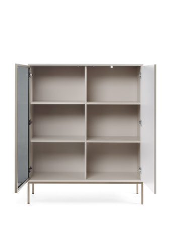 Vitrine Lagos 126 cm hoch, 2-teilig, mit Metallfüßen in Kaschmir + LED
