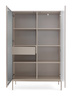 Vitrine Lagos 166 cm hoch, 2D1SZ mit Metallfüßen in Kaschmir + LED