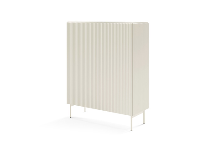 Highboard MUTI kaschmir 99 cm riffeloptik soft-close metallbeine beige