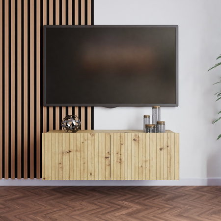 TV-Schrank Kolder 100 cm in Eiche Artisan mit geriffelten Fronten