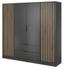 Garderobenschrank Stilo in Graphit mit Schubladen und Lamellen an der Vorderseite