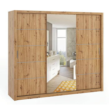 Schiebetürenschrank Tamiza 250 cm mit Spiegel Eiche Artisan