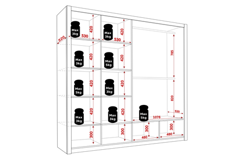 Schiebetürenschrank Tamiza 220 cm Eiche Artisan