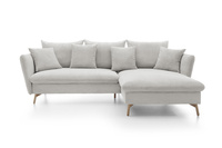 Ecksofa MORRE rechts dicker Cord Poso 100 creme Schlaffunktion Skandi-Stil