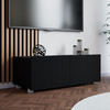 Schwarzer TV-Schrank Kolder 100 cm mit geriffelten Fronten