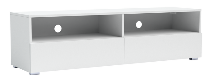 TV-Schrank Tebris 150 – mattweiß, moderne Form für geräumige Innenräume