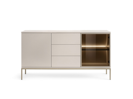 Kommode Lagos 154 cm 2D3SZ mit Metallfüßen in Kaschmir + LED