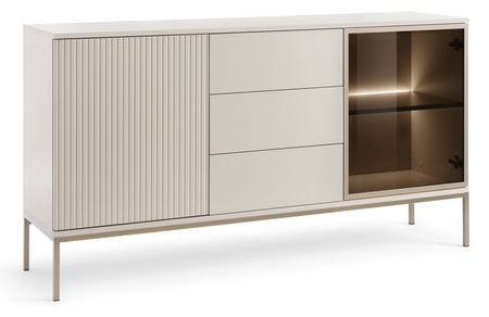 Kommode Lagos 154 cm 2D3SZ mit Metallfüßen in Kaschmir + LED