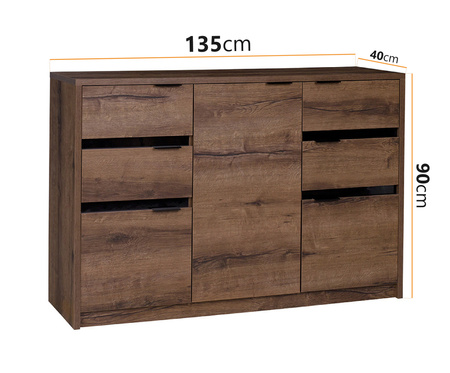 Kommode Martin K3D4SZ 135 cm mit vier Schubladen