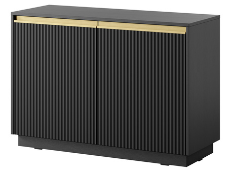 Kommode Loren 104 mit zwei Türen und geriffelten Fronten in Schwarz