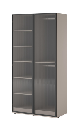 Zweitüriger Schrank Zen in Kaschmirfarbe + geriffeltes Glas