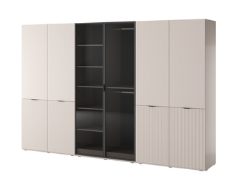 Sechs-türiger Kleiderschrank Zen in Kaschmir + getöntes Glas