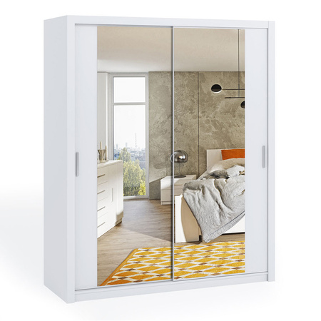 Weißer Schiebeschrank Tamiza 180 cm mit Spiegel