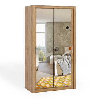 Schiebetürenschrank Tamiza 120 cm mit Spiegel in Eiche Artisan