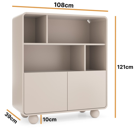 Regal Orion 108 cm mit zwei Türen Kaschmir