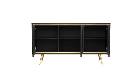 Kommode Tori 150 cm mit Metallbeinen in Graphitschwarz