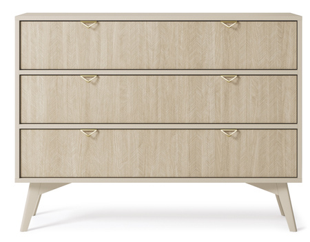 Kommode Silva KSZ-106 in Sandbeige + Scandi-Fischgrätmuster