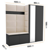 Gepolstertes Garderoben-Set Noris IV mit Spiegel – Farbe Sonoma + Stoff Trinity 16