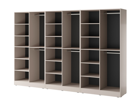 Sechs-türiger Kleiderschrank Zen in Kaschmir + getöntes Glas